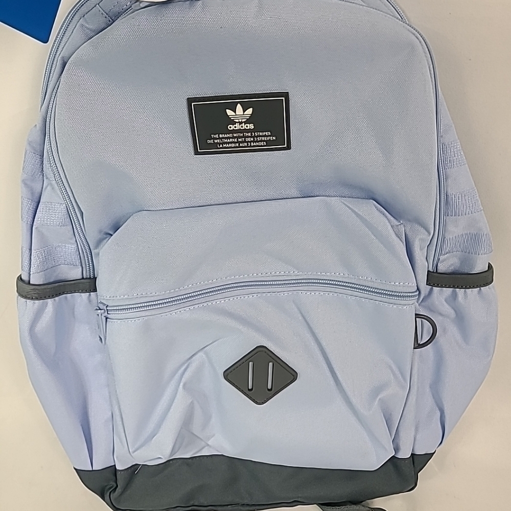 NEW Adidas Originals National 3.0 Backpack GC1192, Blue Dawn/Onix Grey, MSRP $60 - Picture 2 of 7